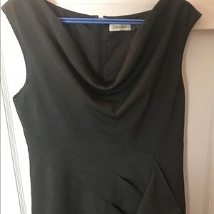 Calvin Klein Grey Sheath Dress with front ruffle